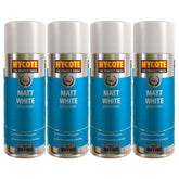 4X Hycote Matt White Spray Paint 400ml Spray Paint